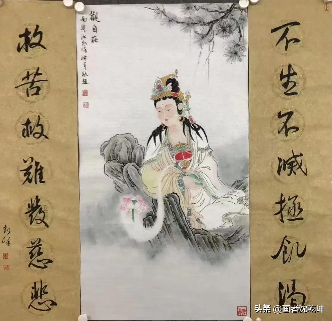 观世音菩萨中堂画，寓意着追求智慧和觉醒，得到安全和幸福