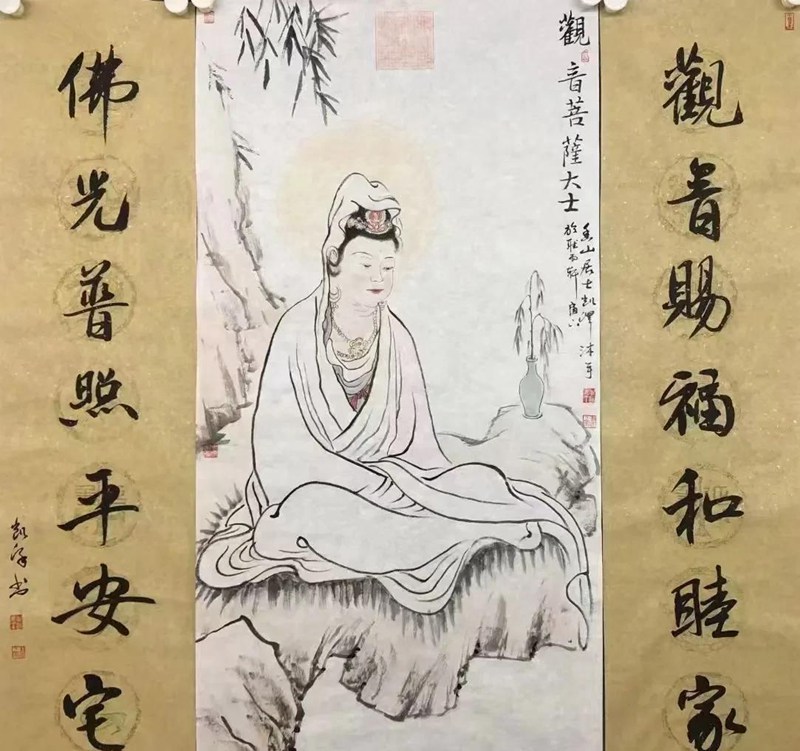 观世音菩萨中堂画，寓意着追求智慧和觉醒，得到安全和幸福