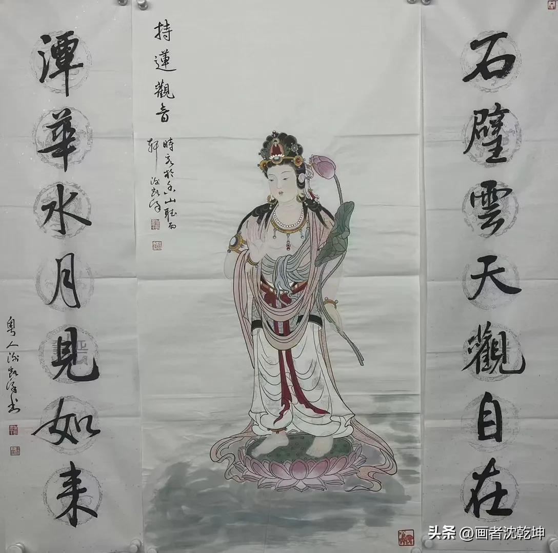 观世音菩萨中堂画，寓意着追求智慧和觉醒，得到安全和幸福