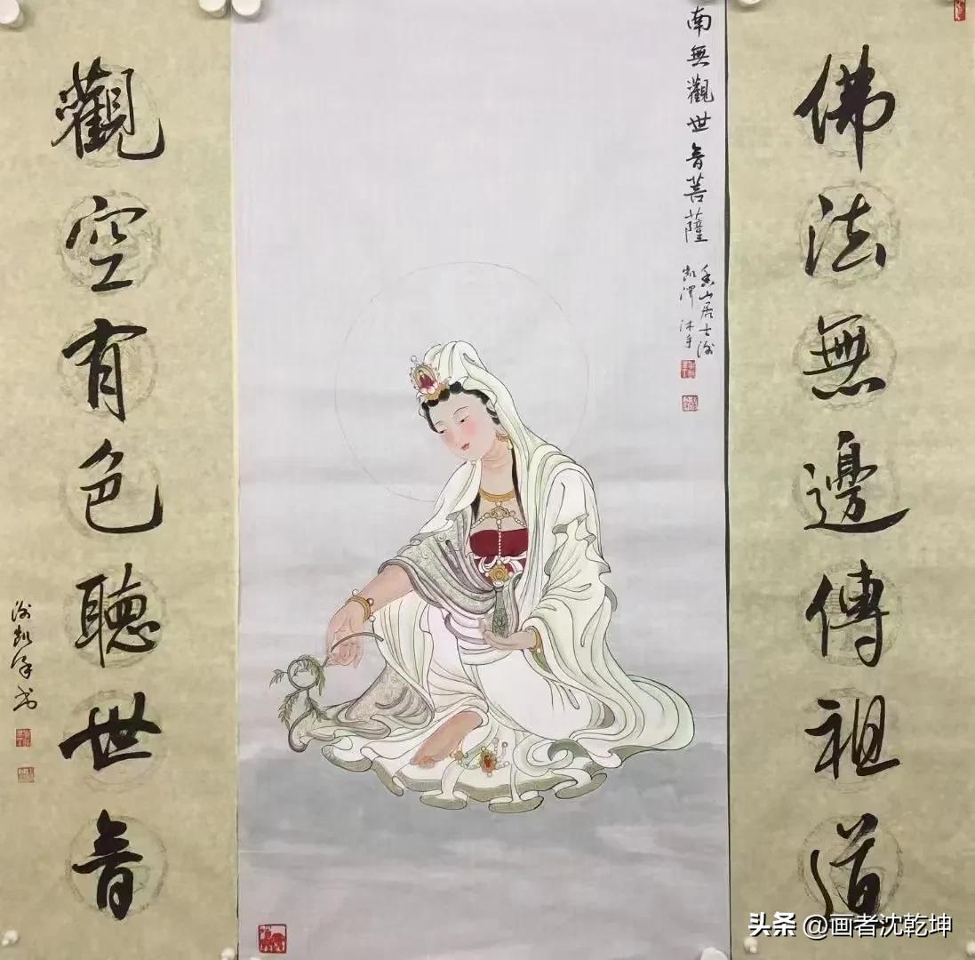 观世音菩萨中堂画，寓意着追求智慧和觉醒，得到安全和幸福